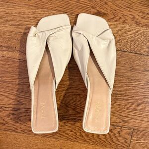 RAYE Cream Leather Twist Mules